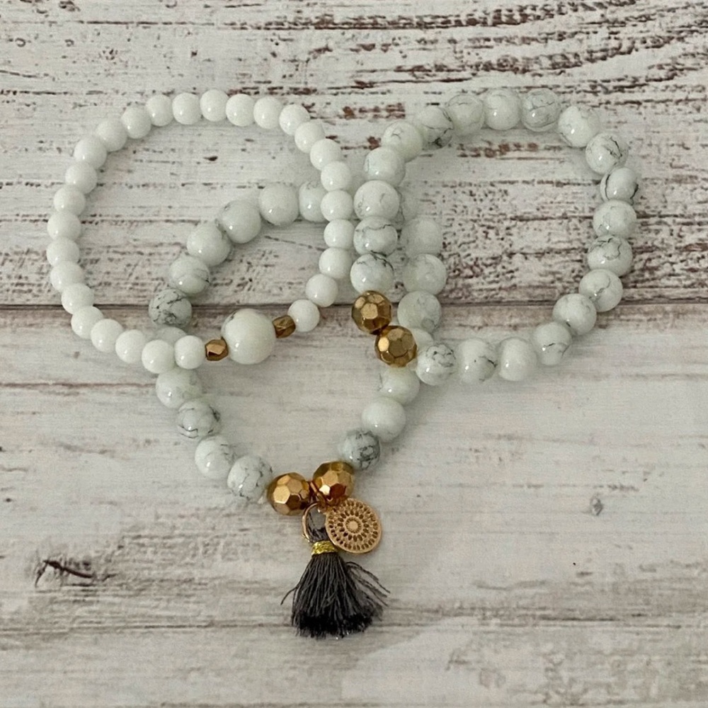 Set of 3 Boho Beaded Stretch Bracelets